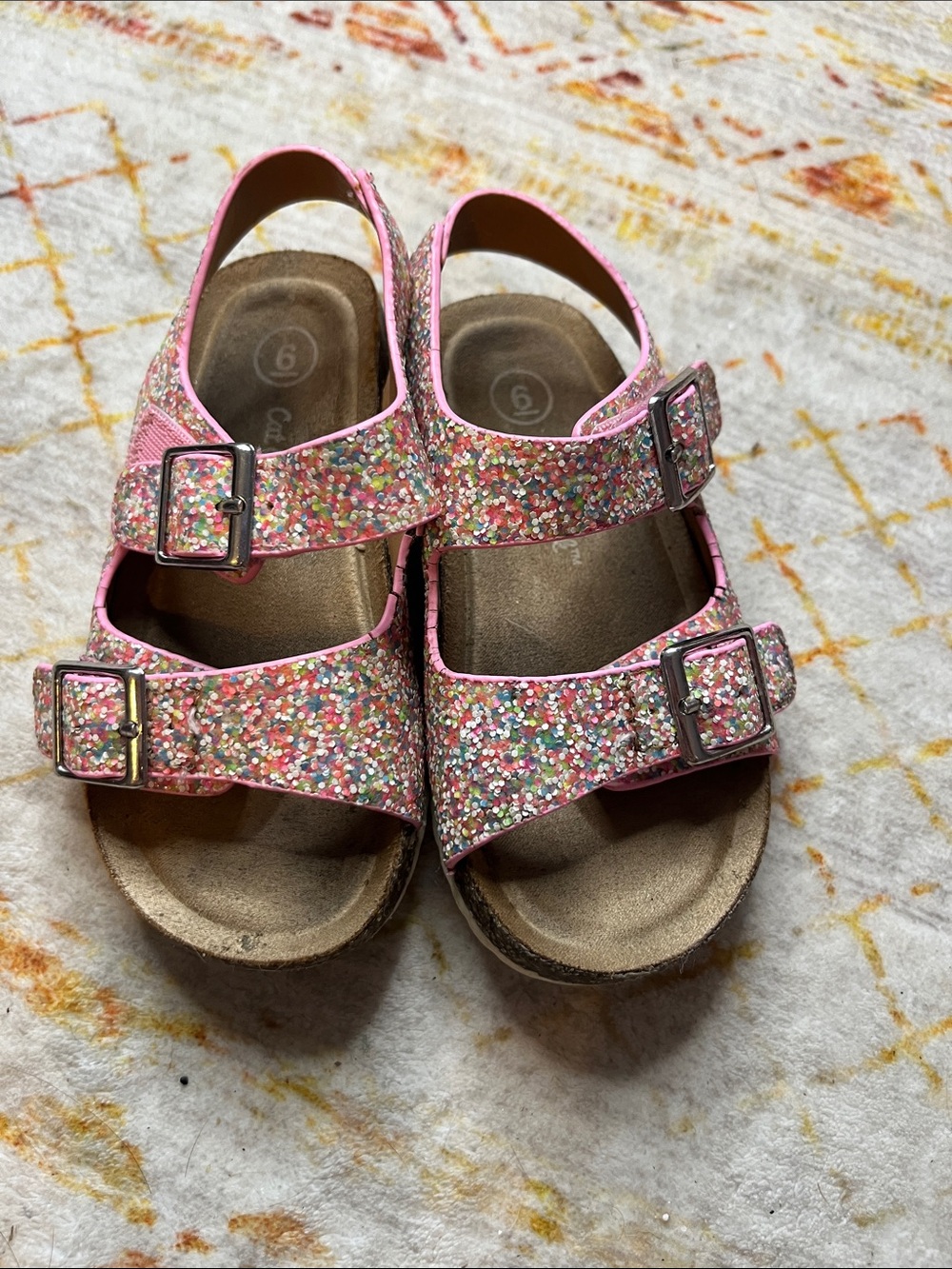 Cat & Jack Sparkle Double-Buckle Pink Sandals